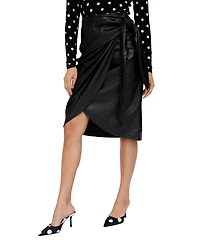 Lily and Lionel London Women's Nia Draped Leather Midi Skirt