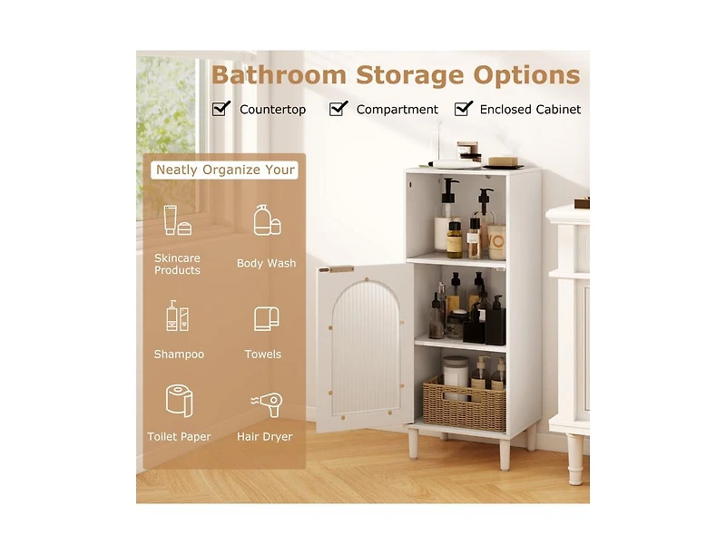 Slickblue Wood Bathroom Side Storage Cabinet with Adjustable Shelf