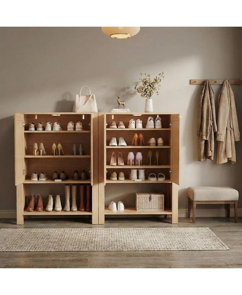 gaomon Farmhouse Shoe Cabinet with Storage 5-Tier Shoe Cabinet with Storage Shelves and Doors Tall Shoe Rack Organizer for Entryway Living Room Closet