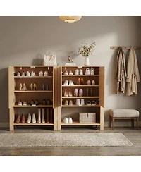 gaomon Farmhouse Shoe Cabinet with Storage 5-Tier Shoe Cabinet with Storage Shelves and Doors Tall Shoe Rack Organizer for Entryway Living Room Closet