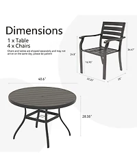 Mondawe 5-Piece Metal Outdoor Patio Dining Set with Stackable Chairs & Umbrella Hole Table
