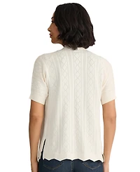 Jones New York Petite Open Stitch Short-Sleeve Cardigan