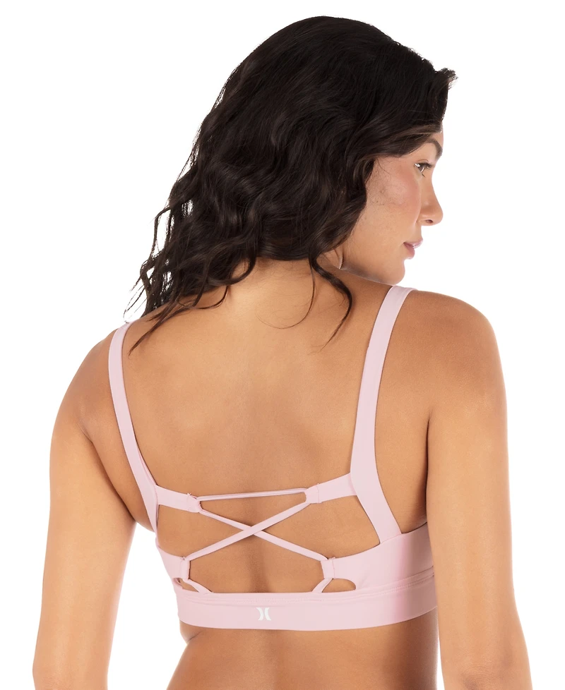 Hurley Women's Max Solid Pull-On Strappy Bikini Top