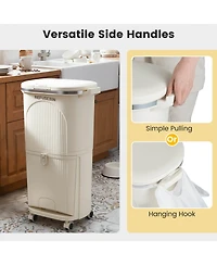 Costway 10 Gallon Kitchen Trash Can with Lid, 2 Removable Buckets, Step Pedal & Wheels