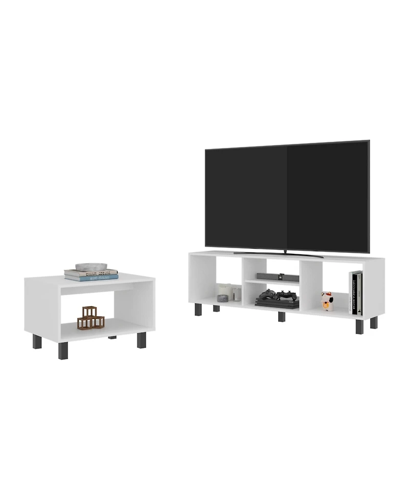 Fm Furniture Eclipse Duo Rack and Coffee Table with Open Shelves