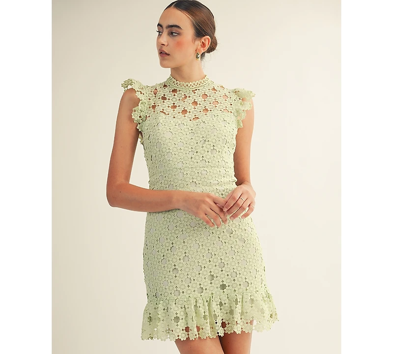 Arose Studio, Inc Women's Sophia Lace High Neck Mini Dress