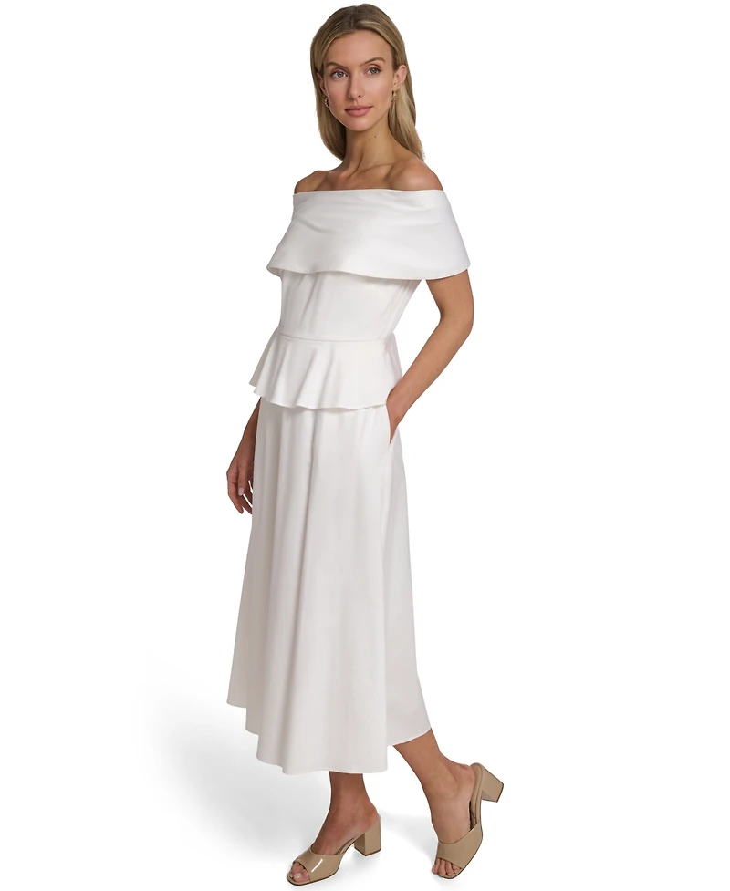 Calvin Klein Women's Off-The-Shoulder Midi Dress