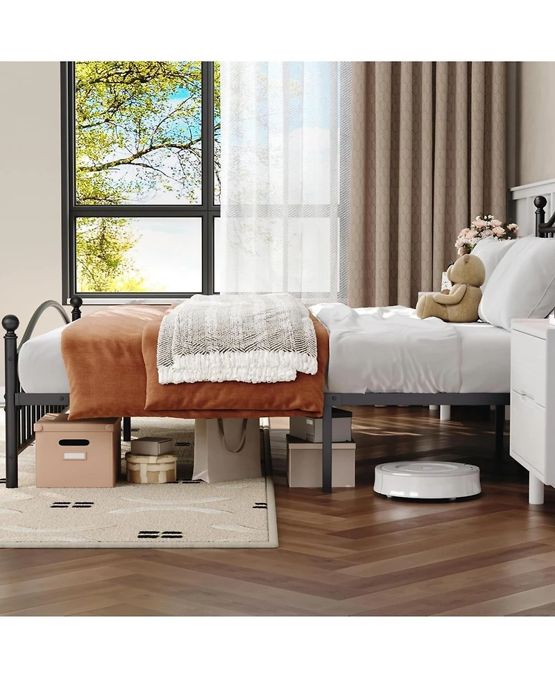 gaomon Size Metal Platform Bed Frame with Victorian Style Wrought Iron-Art Headboard and Footboard, Mattress Foundation