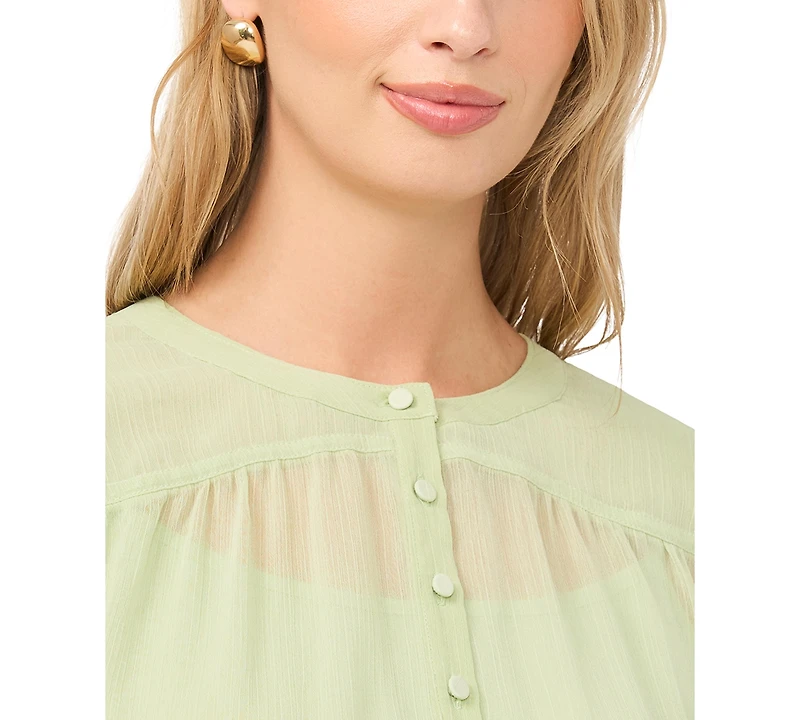 Vince Camuto Women's Half-Placket Shirred Yoke Blouse