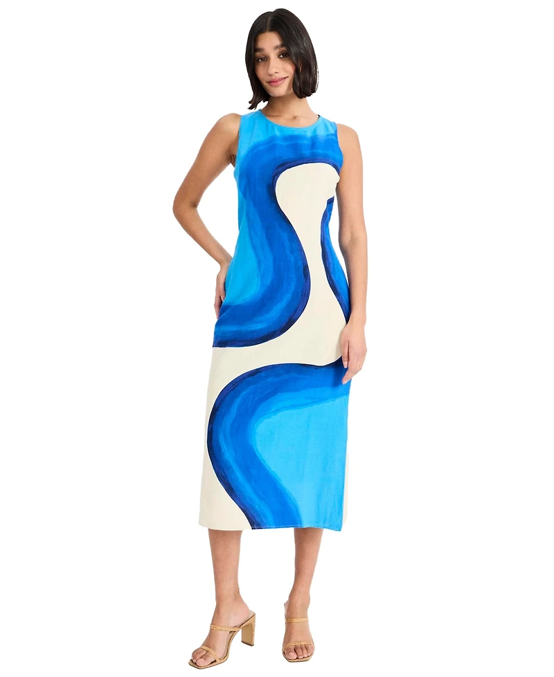 Donna Morgan Women's Sleeveless Crewneck Midi Dress
