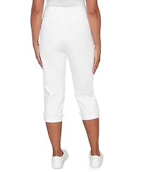 Alfred Dunner Petite Port Side Imitation Pearl Denim Capri Jeans