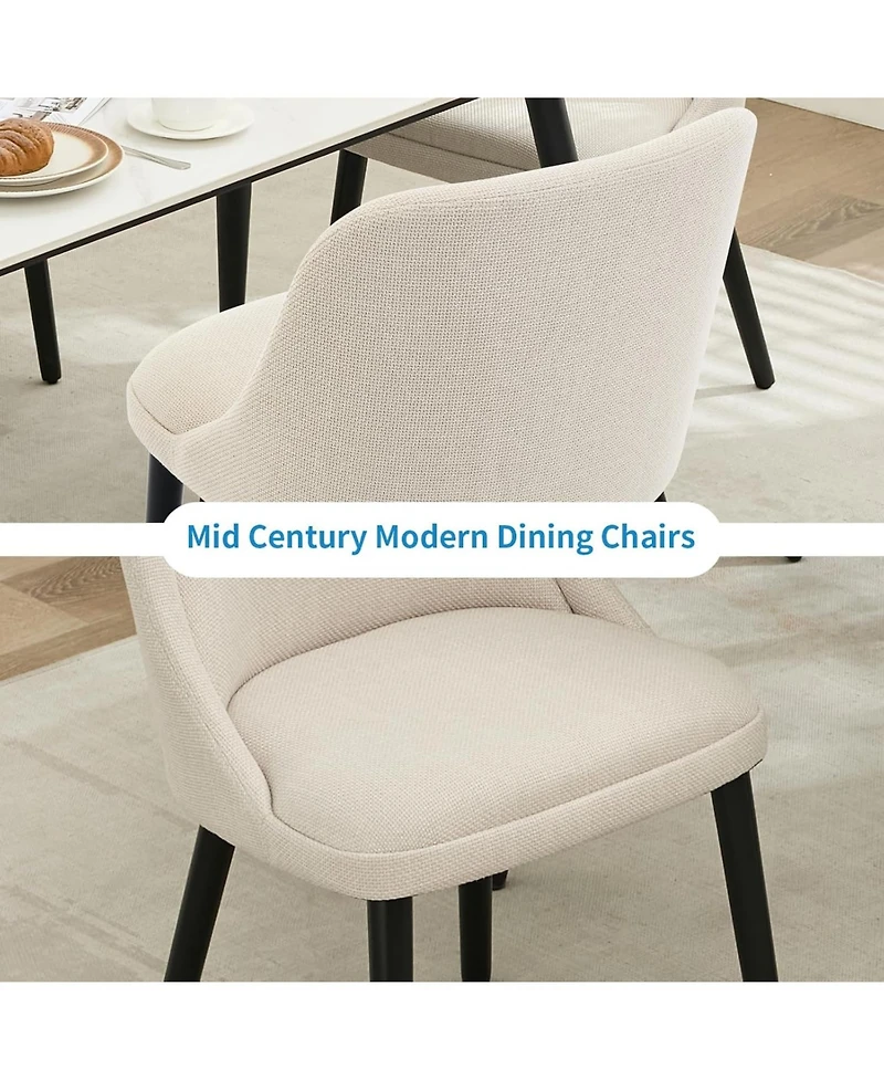 gaomon Linen Dining Chairs Set of 2, Upholstered Chairs with Wood Legs