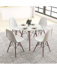 Dining Table Set Modern 5 Pcs For 4 Round Dining Room Table Set with Solid Wood Leg