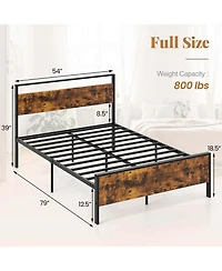Costway Full Size Bed Frame with Wooden Headboard and Footboard Under-Bed Storage