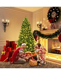 Costway 8Ft Pre-Lit Hinged Pvc Christmas Tree 430 Led Lights Green