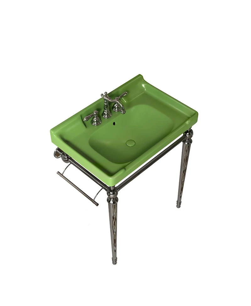 Sillysis 28" Bathroom Console Sink with Ceramic Vanity, Wall Mounted Basin & Stainless Steel Legs