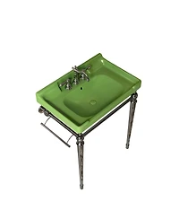 Sillysis 28" Bathroom Console Sink with Ceramic Vanity, Wall Mounted Basin & Stainless Steel Legs