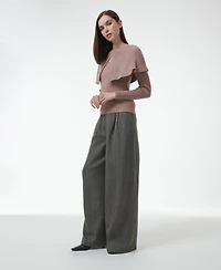 Leem Women's Cape Detail Fitted Sweater