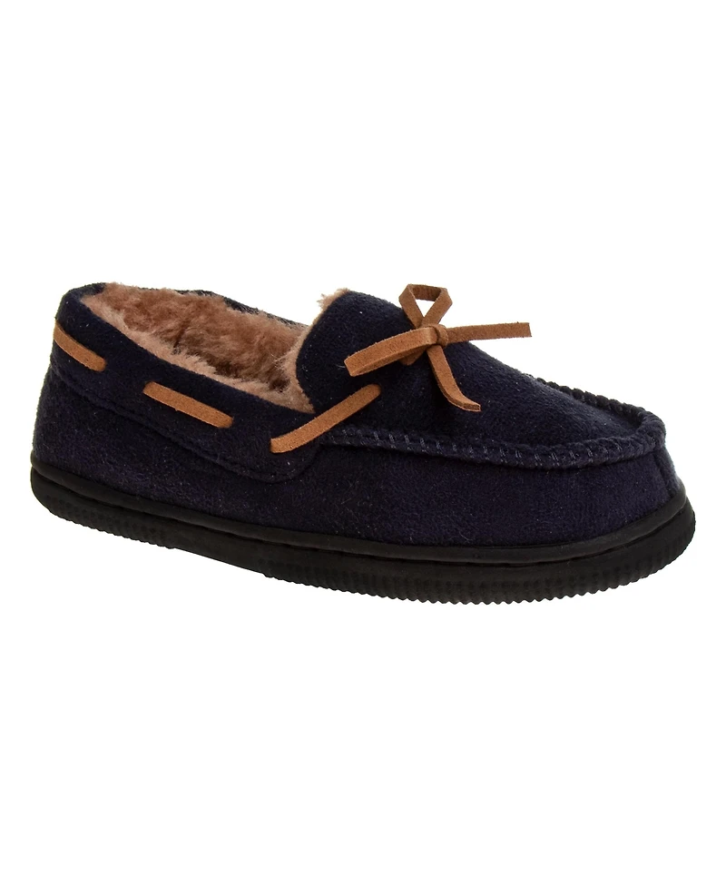 Beverly Hills Polo Club Little Boys Moccasins Slippers Classic Fuzzy Lining Cozy Indoor/Outdoor Sole Slip On Comfort