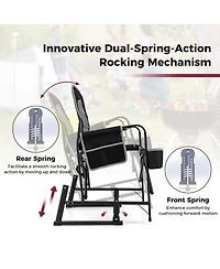 Outdoor Rocker Camping Chair for Adults with Dual Springs Padded Back