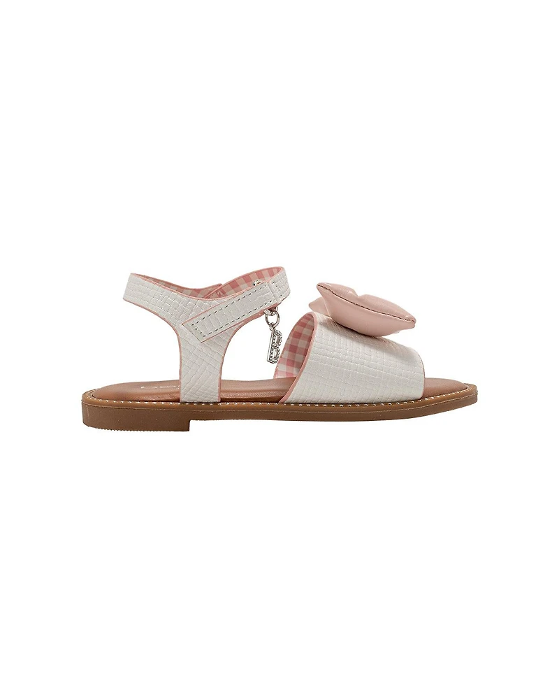 Bebe Little Girls Girl's Fashion Sandals – Dressy Shoes with Puffy Bow Accent and Hanging Charm