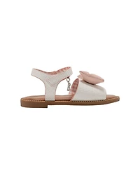 Bebe Little Girls Girl's Fashion Sandals – Dressy Shoes with Puffy Bow Accent and Hanging Charm
