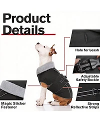 Aronkl Reflective Waterproof Dog Jacket with Fur Collar & Adjustable Buckle for Cold Weather