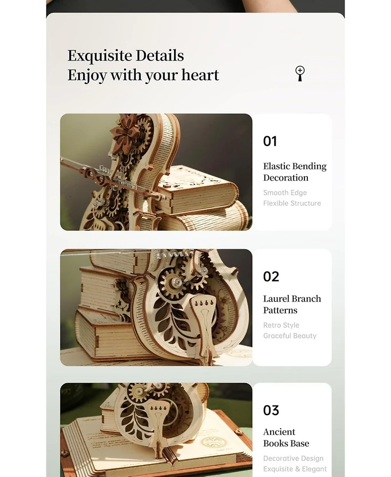 Robotime Magic Cello Adults 3D Puzzles, 3D Wooden Puzzles for Adults, Wooden Music Box Puzzle to Build, Unique Music Gift Hobby Kits Festival Gift