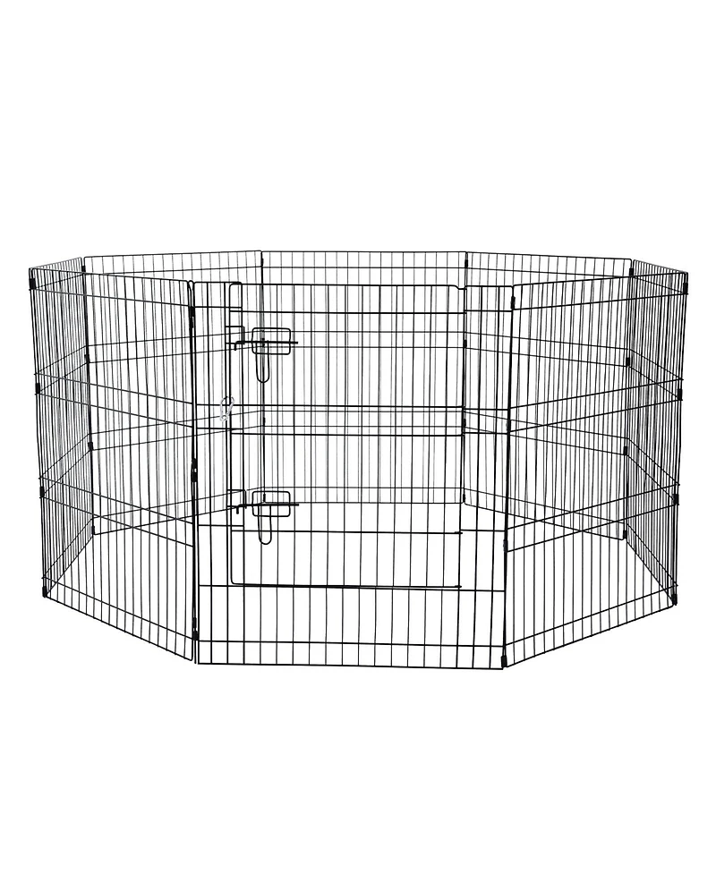 Cozito 8-Panel 30" Foldable Metal Dog Playpen with Door and Top Cover for Indoor Outdoor Use