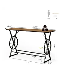 Tribesigns 63" Bar Table, Long Counter Height Table, Modern Kitchen Bar Height Table with Footrest & Wheel-Shaped Legs