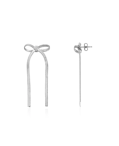 The Lovery Herringbone Sterling Silver metal Bow Earrings