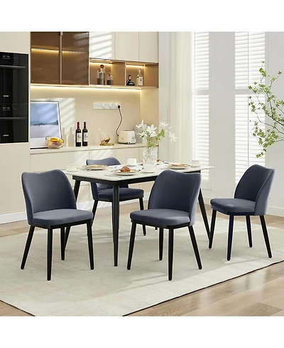 gaomon Velvet Dining Chairs Set of 4, Upholstered Side Chairs with Padded Seat & Wood Legs