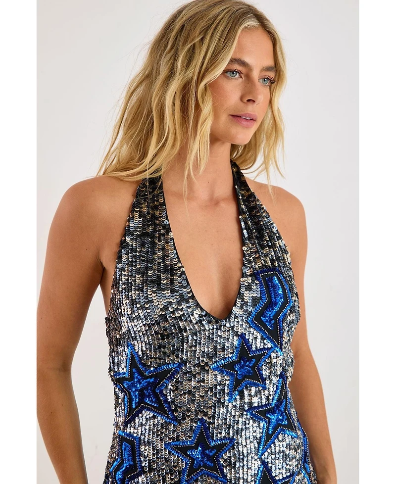 Nasty Gal Women's Star Tassel Plunge Mini Dress