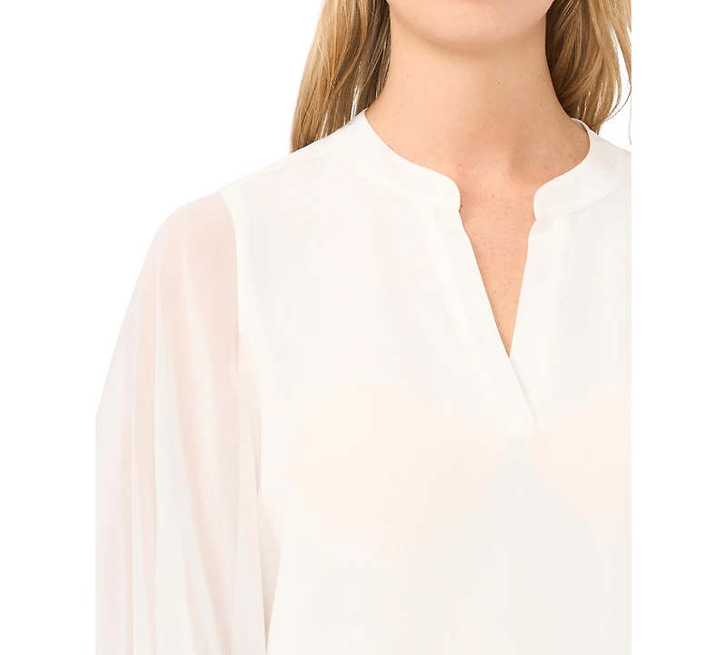 Vince Camuto Women's Split-Neck Long-Sleeve Top