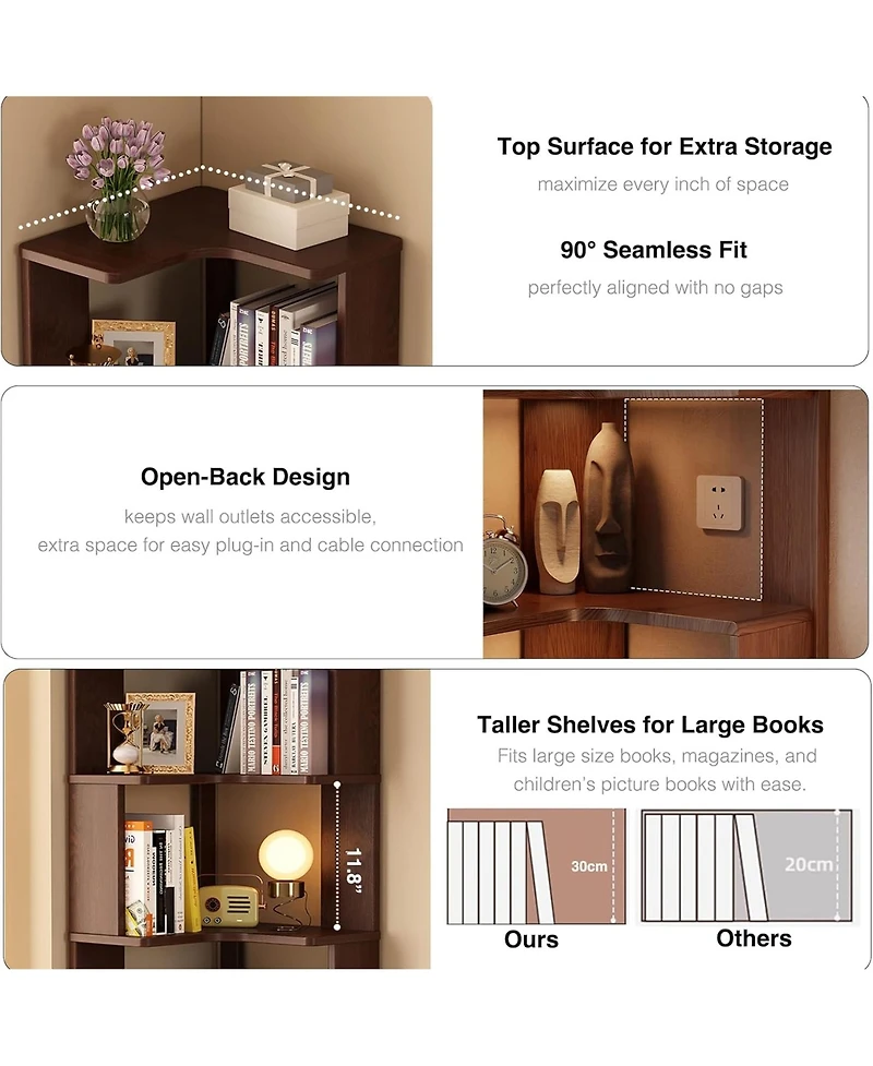 Rainsken 5 Tier L-Shaped Corner Bookshelf