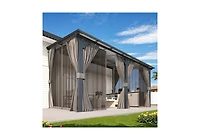 Aecojoy 14'x8' Wall Gazebo with Curtains and Mosquito Netting
