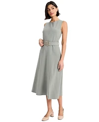 Luxely Women's Crewneck Sleeveless Flare Midi Dress
