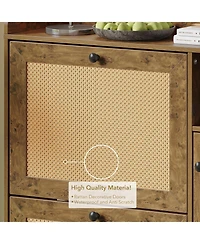 gaomon Shoe Cabinet with 3 Flip Drawers Rattan Freestanding Organizer with Adjustable Shelves Metal Knob Narrow Shoe Rack Cabinet Shoe Organizer