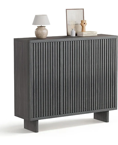 gaomon 46 Inch Shoe Cabinet with Fluted Door 5-Tier Storage Cabinet Rustic Entryway Shoe Bench for Hallway