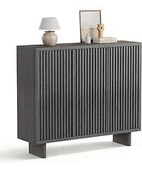 gaomon 46 Inch Shoe Cabinet with Fluted Door 5-Tier Storage Cabinet Rustic Entryway Shoe Bench for Hallway