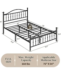 gaomon Full Size Metal Platform Bed Frame, Circular Headboard and Footboard, Heavy-Duty Iron Frame, No Box Spring Needed, Noise-Free Design