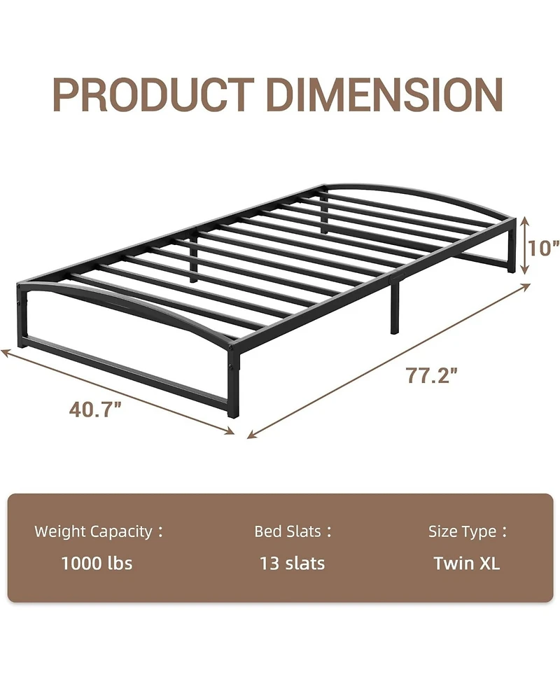 gaomon Metal Bed Frame,Platform Frame with Arch Design,10" Heavy Duty Strong Support Slats,Sturdy Mattress Foundation,Easy Assembly