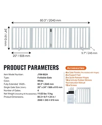 Cozito 24" x 80" Freestanding 4-Panel Foldable Dog Gate for Doorways and Hallways