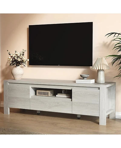 gaomon Tv Stand with Cabinet Doors, Entertainment Center with Adjustable Shelves