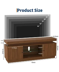 gaomon Tv Stand Entertainment Center with Storage Cabinets,Open Shelves & Power Outlets Media Tv Console Table for Up to 75" Tv