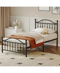 Gaomon Size Metal Platform Bed Frame With Victorian Style Wrought Iron Art Headboard Footboardmattress Foundationunder Bed Storagenoise Free