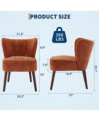 gaomon Modern Upholstered Accent Chair with Curved Back and Wood Legs
