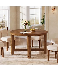 Tribesigns 47" Solid Wood Dining Table for 4-6, Farmhouse Round Kitchen Table