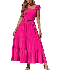 Cupshe Women's Square Neck Ruffle Trim Matching Sets