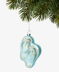 Holiday Lane Seaside Glass Glittered Flip-Flops Ornament, Macy's Exclusive